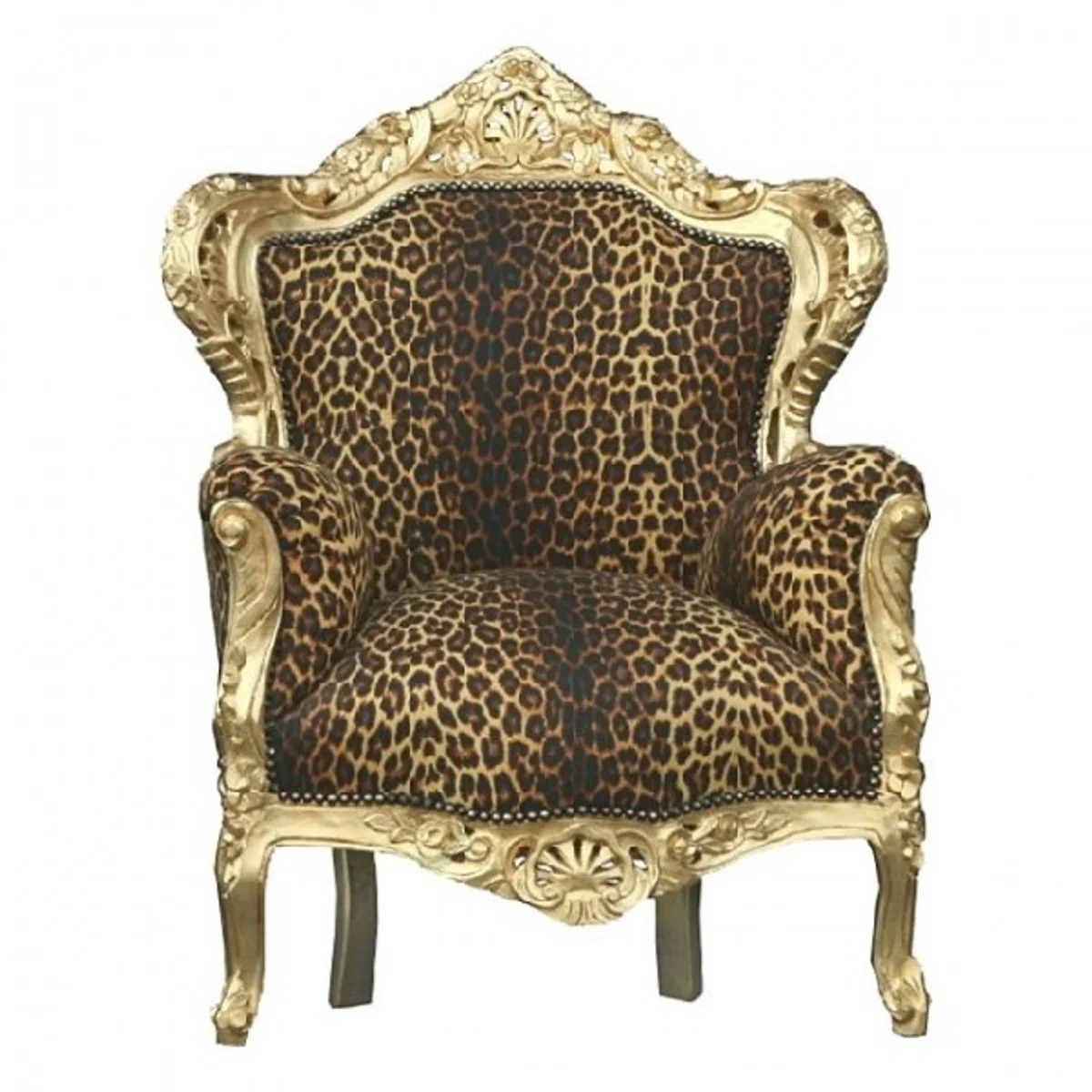 Barock Sessel King Leopard/Gold