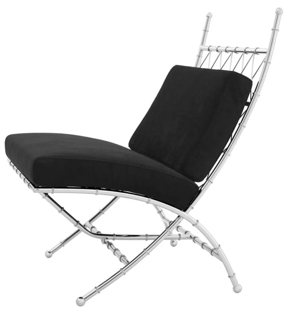 Luxury folding chair silver / black 75 x 81.5 x H. 92 cm - luxury furniture
