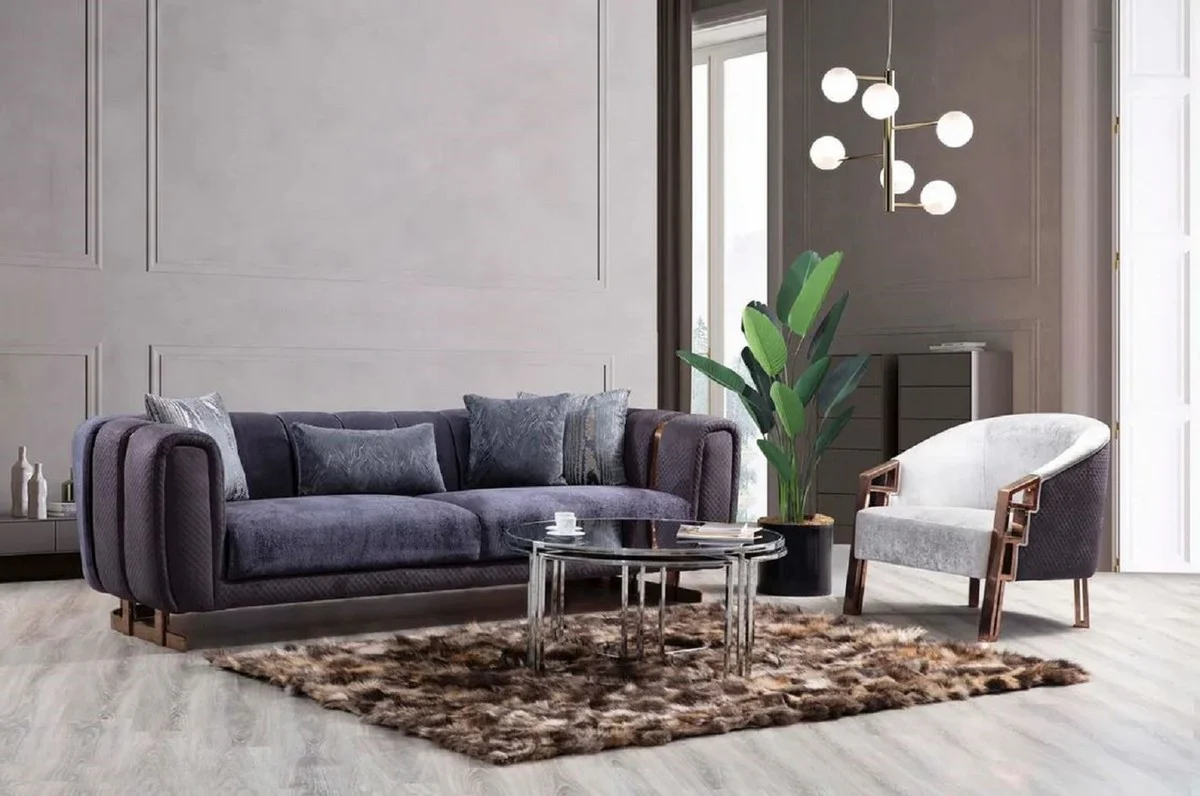 Luxury sofa purple / copper 240 x 100 x H. 60 cm - Modern living room sofa - Luxury living room furniture