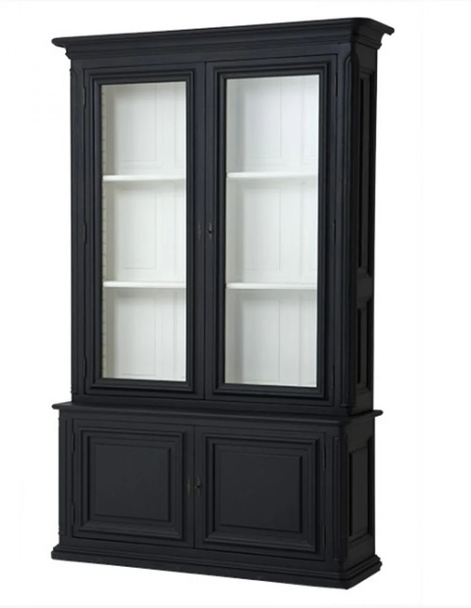 Luxury living room cabinet black solid wood model Lille living room cabinet baroque art nouveau rococo shop furniture display cabinet glass display cabinet