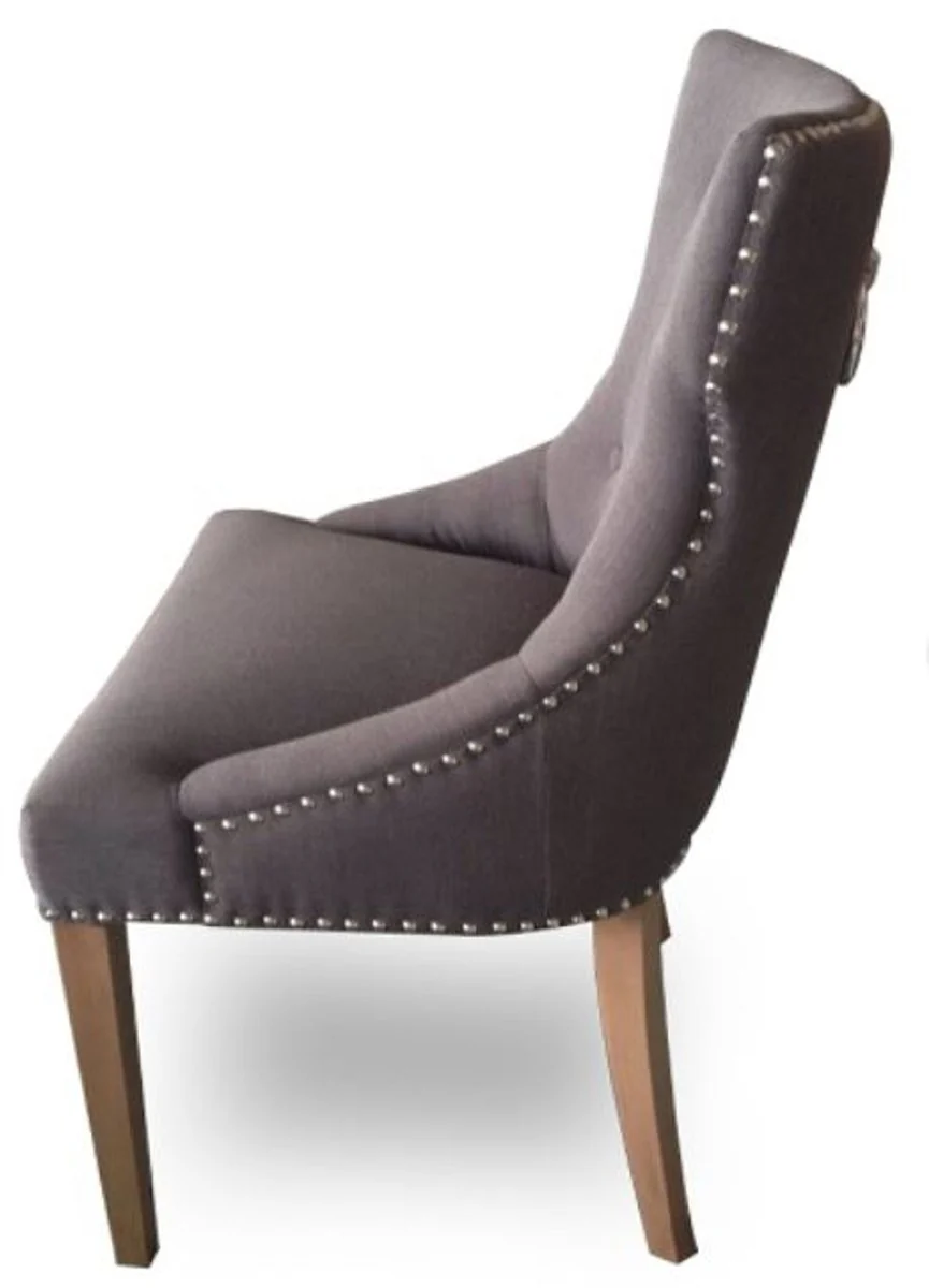Luxury dining room chair dark gray / brown 59 x 65 x H. 98 cm - Dining room furniture