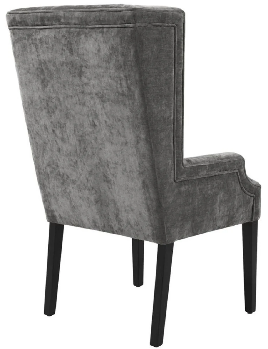Luxury dining room chair gray / black 63 x 76 x H. 115 cm - high-back dining chair with armrests