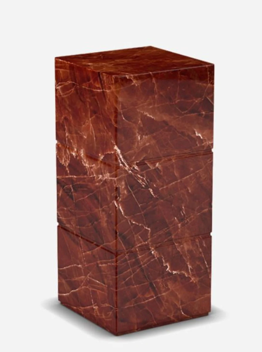 Luxury Travertine Marble Side Table Red 30 x 30 x H. 70 cm - Living Room Furniture - Marble Furniture - Luxury Collection