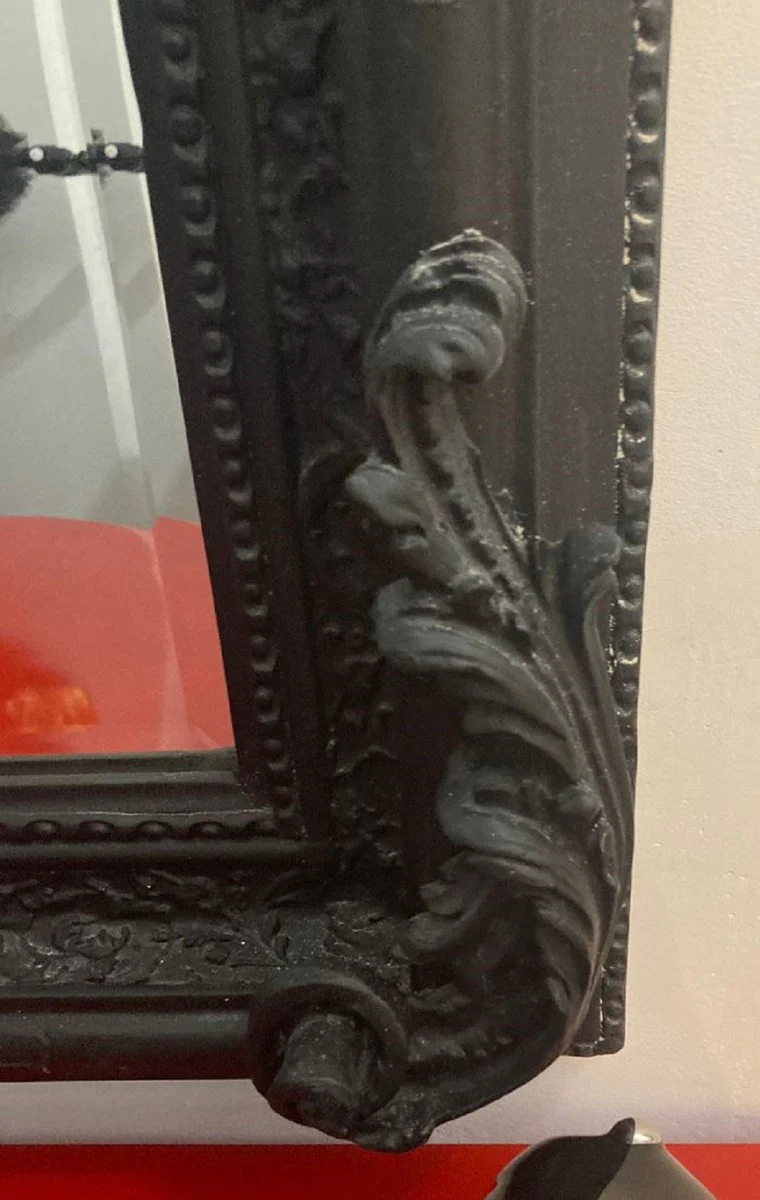 Baroque mirror black - magnificent wall mirror with elegant decorations - baroque style wall mirror - baroque wardrobe mirror - baroque furniture - noble and magnificent