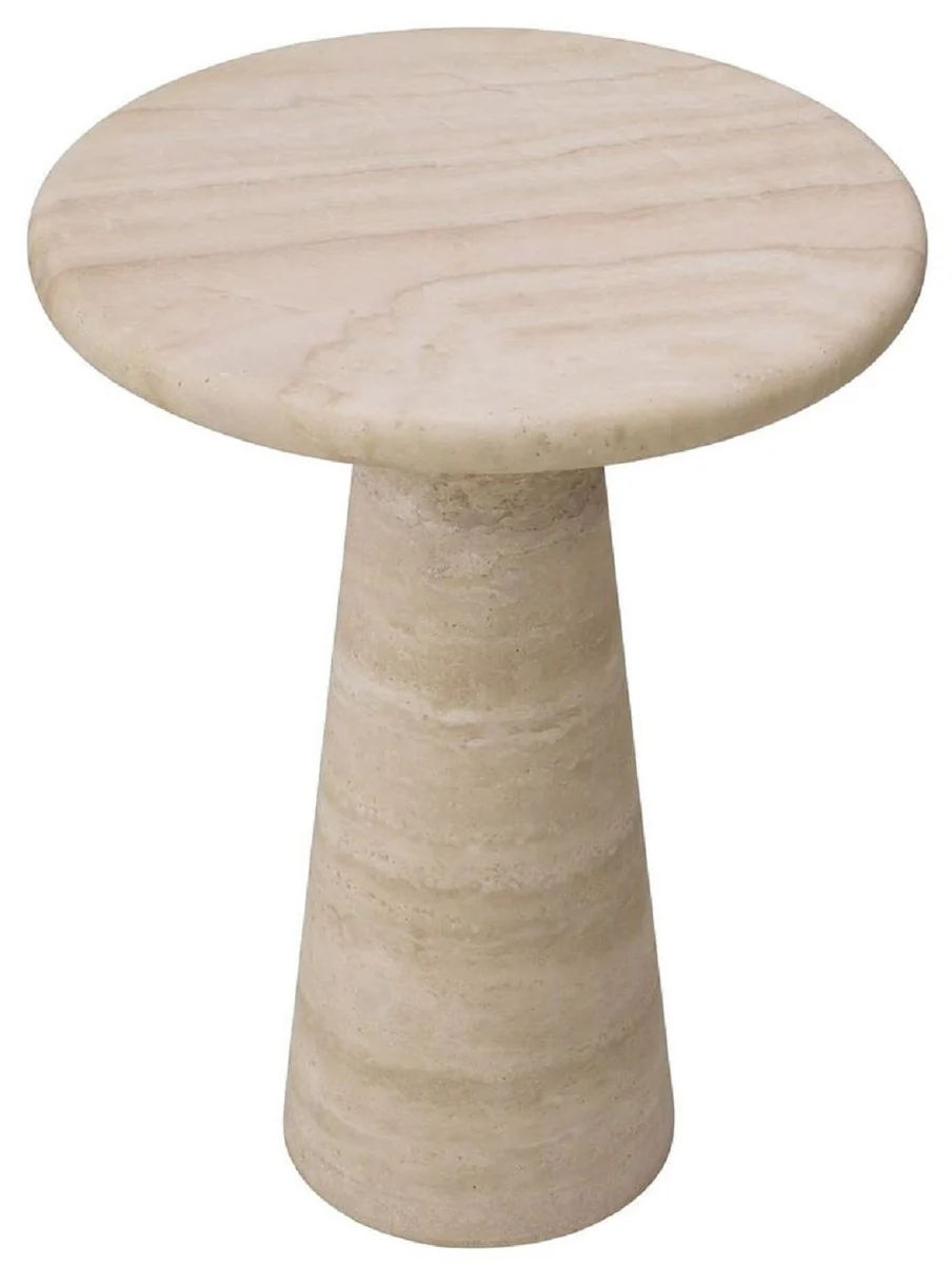 Luxury side table beige Ø 45 x H. 58 cm - Round side table made of high-quality travertine limestone - Living room & hotel furniture - Luxury collection