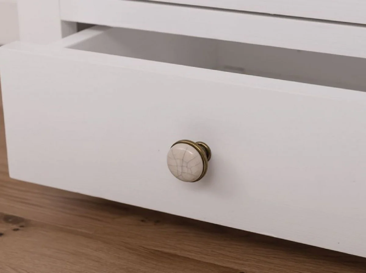 Country house style kitchen cabinet white / natural colors 138 x 50 x H. 197 cm - 2-part kitchen cabinet with 5 doors and 7 drawers - country house style kitchen furniture