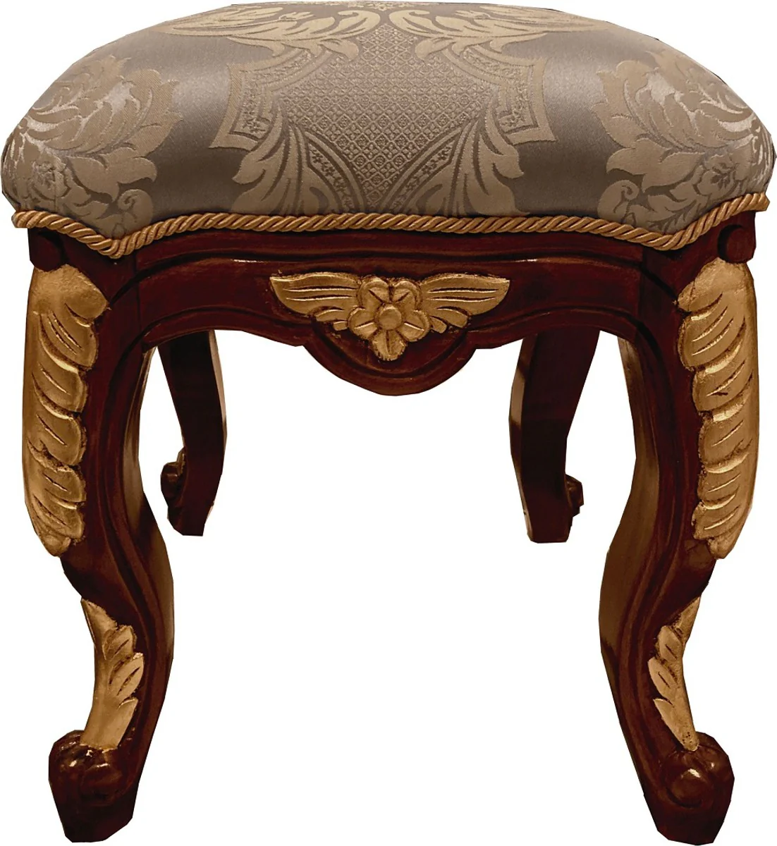 Pompöös by Luxus Baroque Stool Light Blue Pattern / Brown / Gold - Pompööser Baroque Stool designed by Harald Glööckler - Pompööser Baroque Furniture