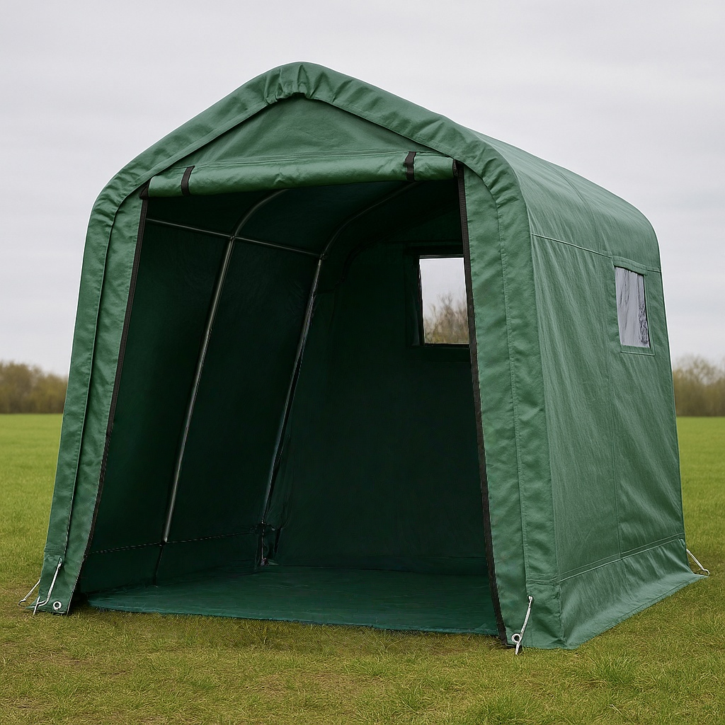 Tragbare Garage, grüne PVC-Außengarage, Abstellraum, 360 x 240 x 230 cm