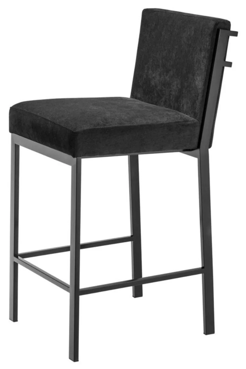 Luxury bar chair black / bronze 43 x 54 x H. 91 cm - designer stainless steel bar stool with velvet fabric - bar furniture