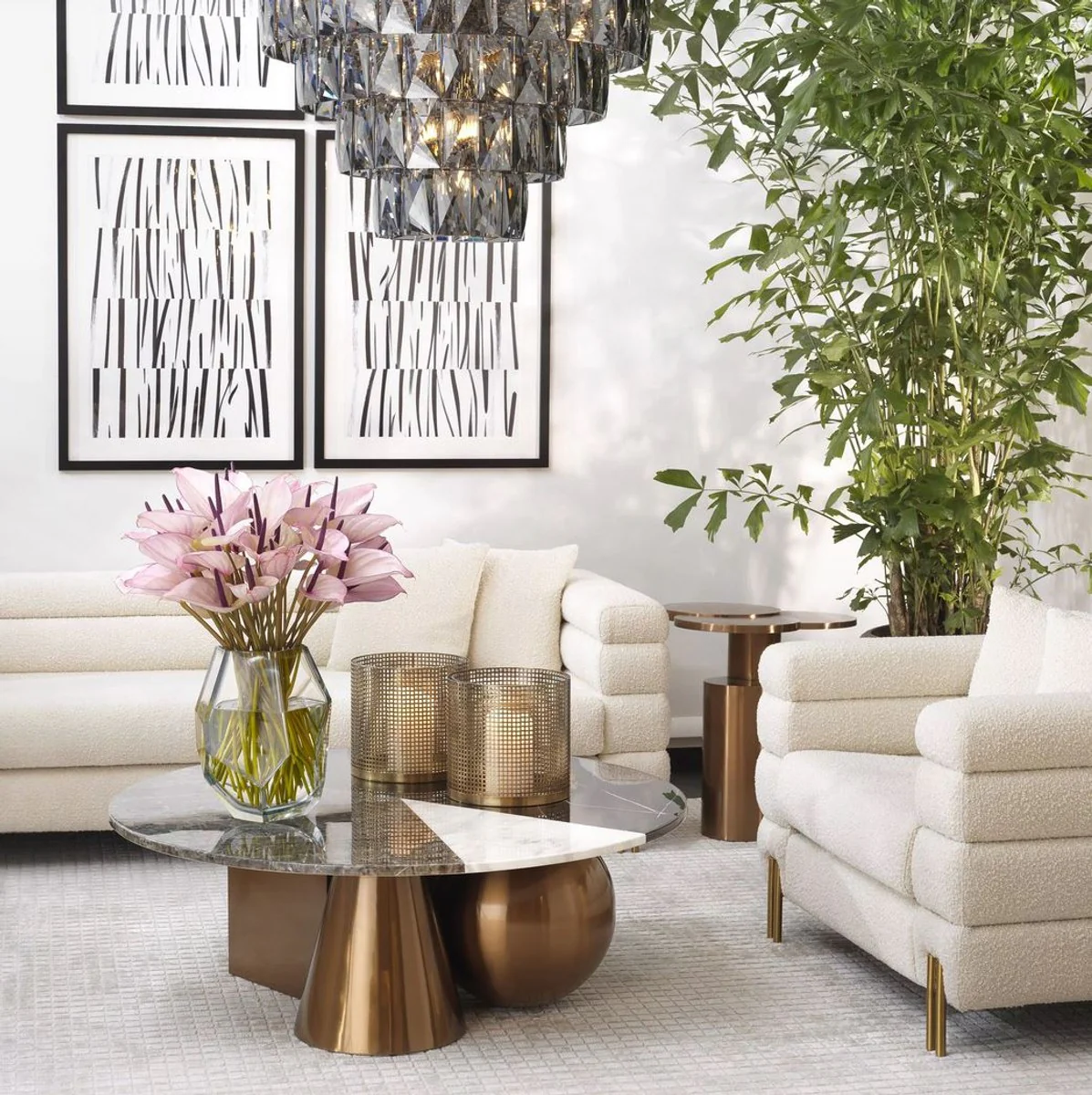 Luxus Viskose Teppich Silber-Sandfarben 300 x 400 cm - Handgewebter Wohnzimmer & Hotel Teppich - Wohnzimmer Deko Accessoires - Luxus Qualität