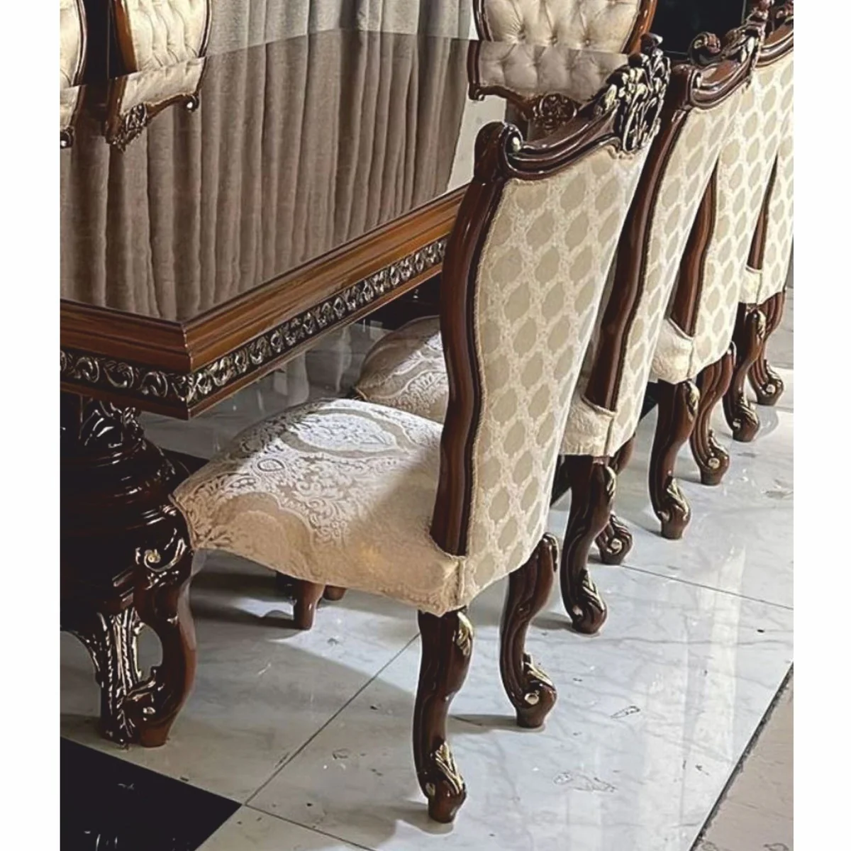 Luxury Baroque Dining Room Chair Gold / Brown / Gold - Baroque Furniture