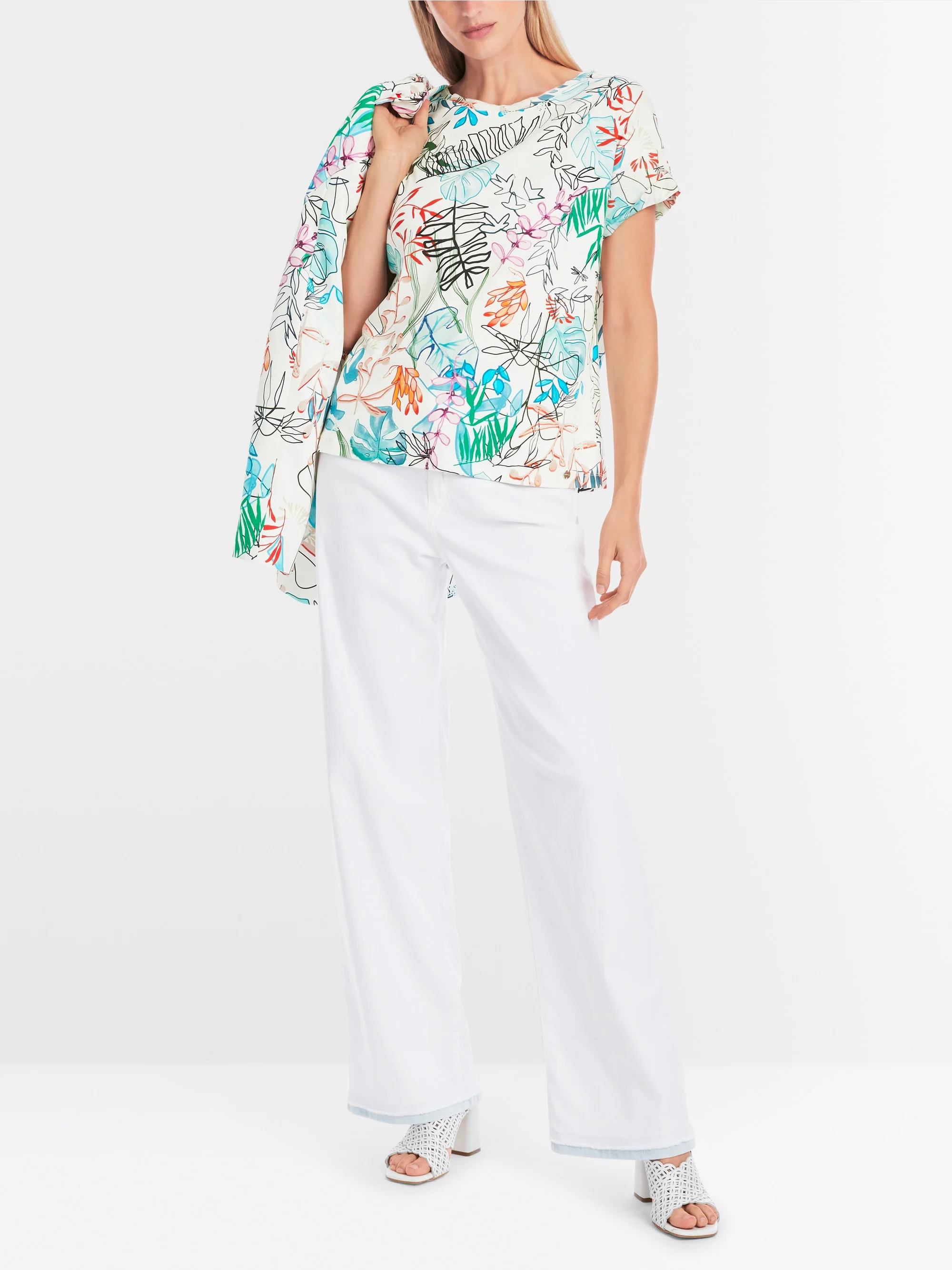 Marc-Cain Übergroßes T-Shirt mit Blattdesign