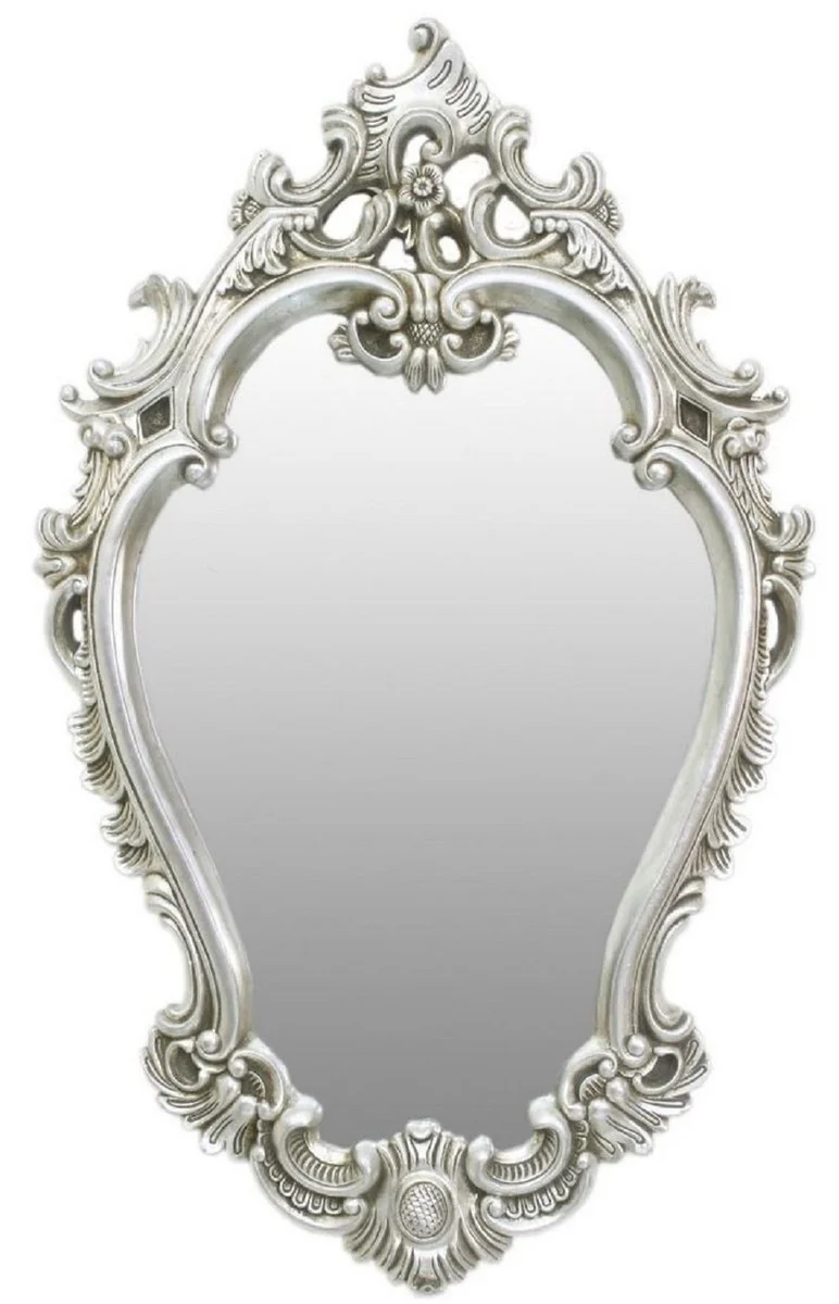 Barock Spiegel Silber 65 x H. 105 cm - Prunkvoller Wandspiegel im Barockstil - Garderoben Spiegel - Wohnzimmer Spiegel - Barock Möbel