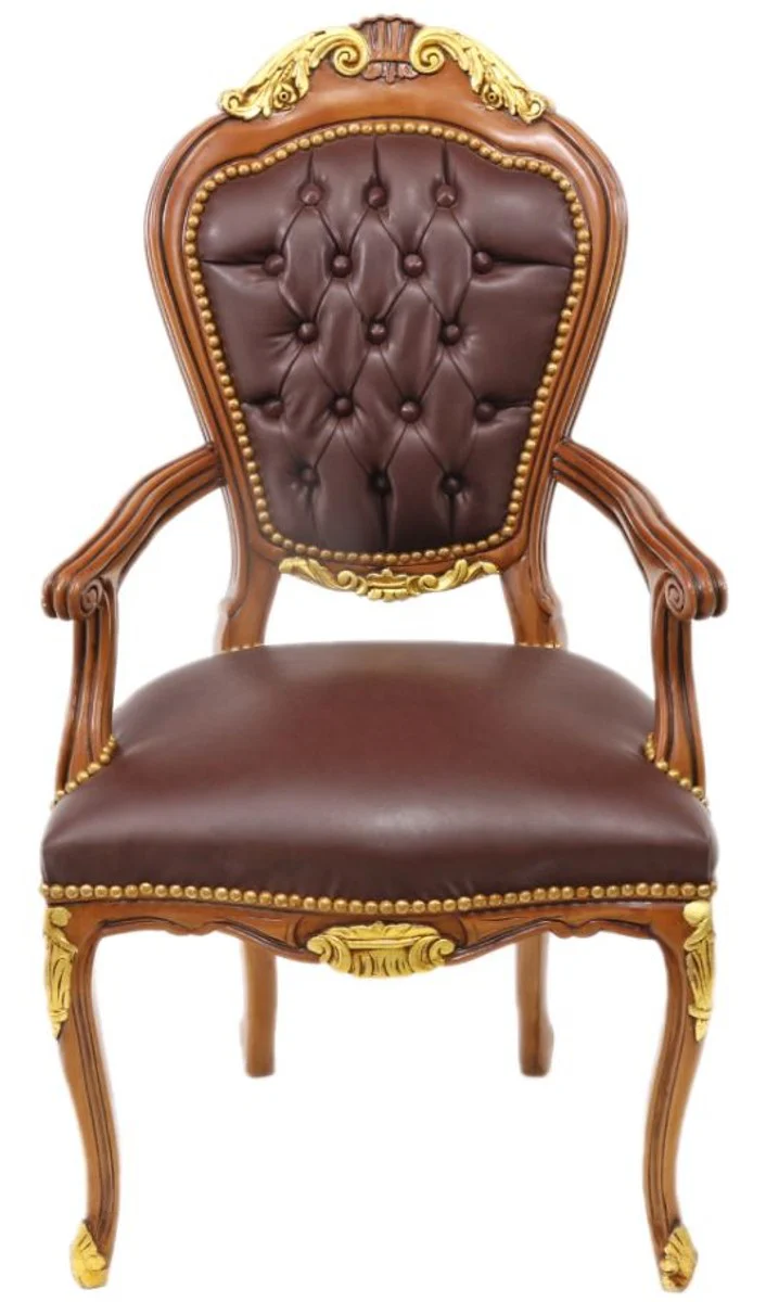 Luxury Baroque Mahogany Chair with Armrests - Luxury Desk Chair