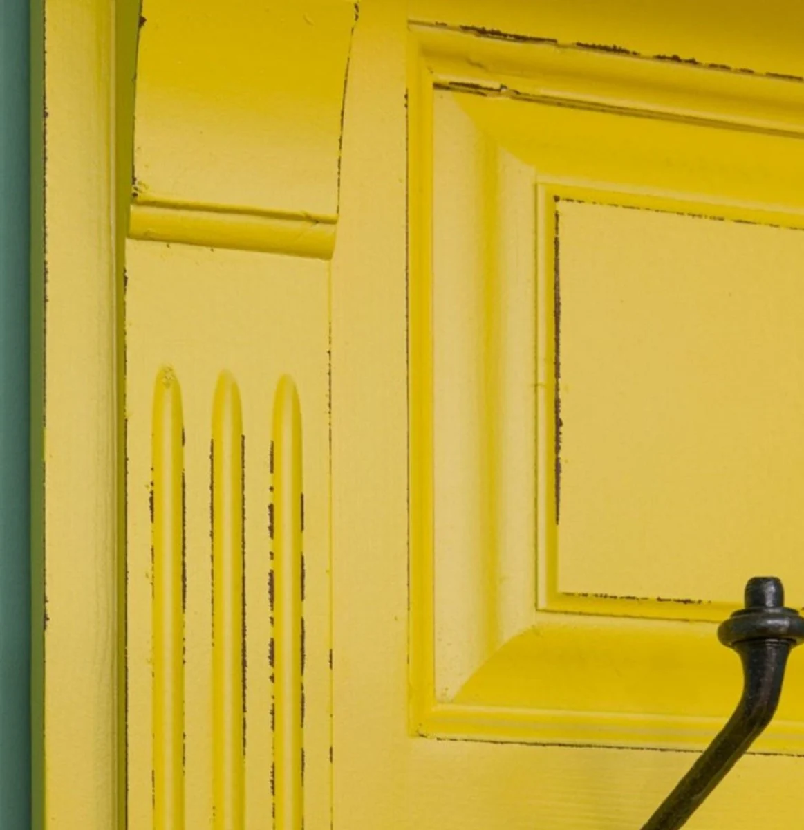 Country house style wardrobe antique yellow 180 x 41 x H. 210 cm - solid wood wardrobe with mirror - country house style wardrobe furniture