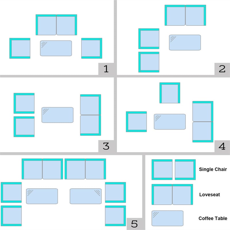 4 Pcs Outdoor Rattan Patio Conversation Set Wicker Furniture Set with Coffee Table and Cushion Sofas