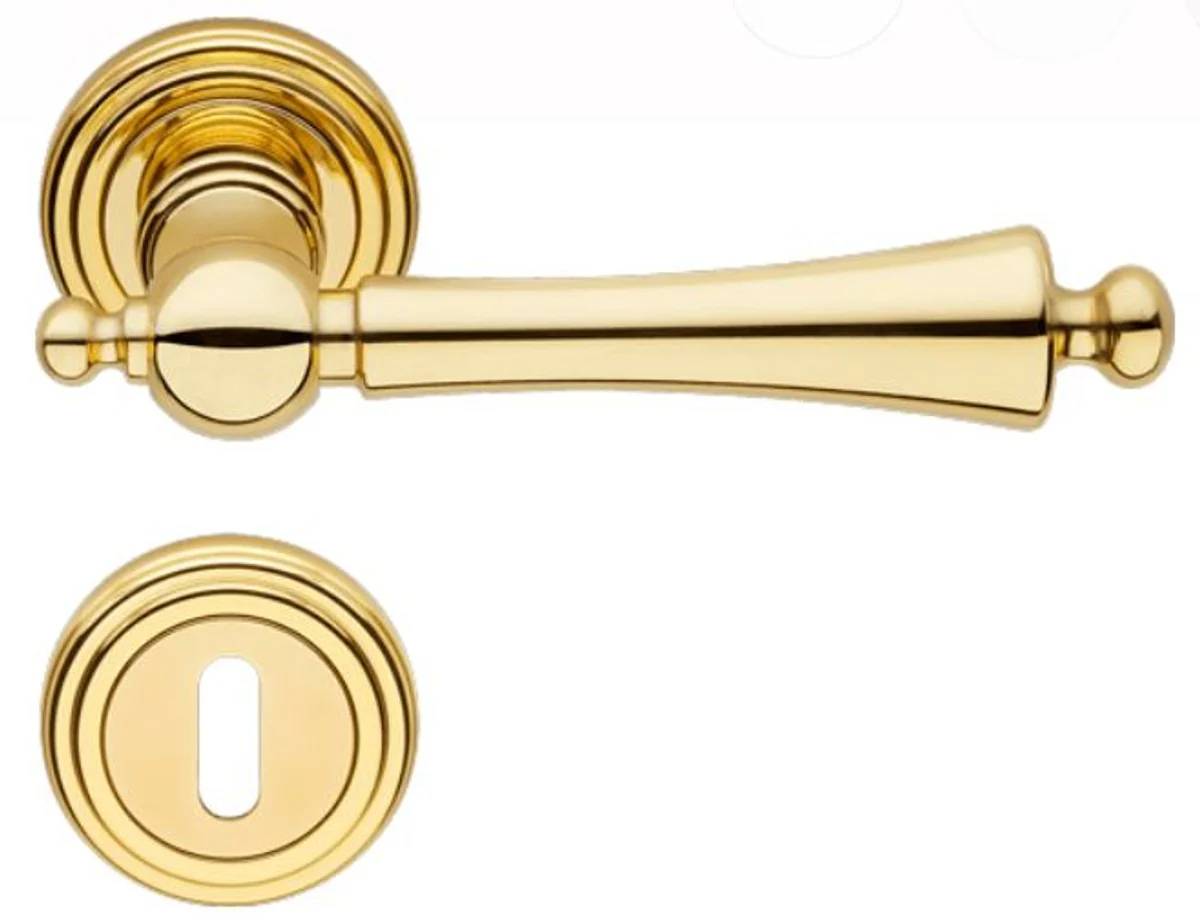 Luxury Art Nouveau door handle set brass colored 13.6 x H. 5 cm - Elegant door handles with rosettes - Luxury quality - Made in Italy