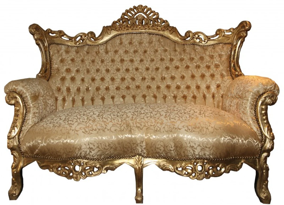 Baroque 2 Seater Sofa Master Gold Pattern / Gold - Living Room Couch Furniture Lounge