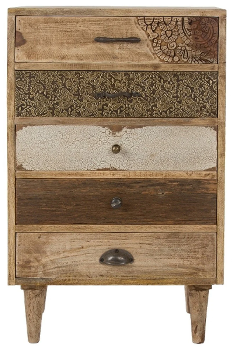 Country house style chest of drawers with 5 drawers natural / multicolored 48 x 27 x H. 80 cm - country house style furniture