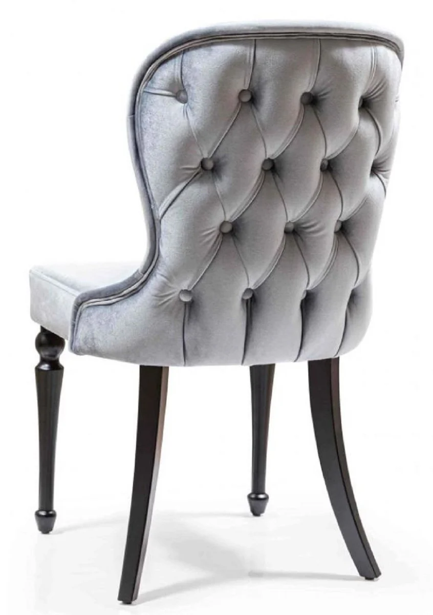 Art Deco dining room chair set silver / black 49 x 50 x H. 89 cm - Kitchen chairs set of 6 - Art Deco dining room furniture