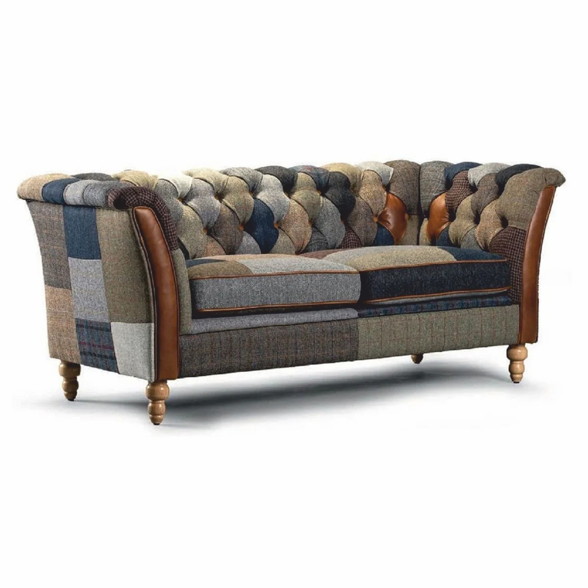 Luxury Chesterfield 2 seater sofa colorful / brown 186 cm