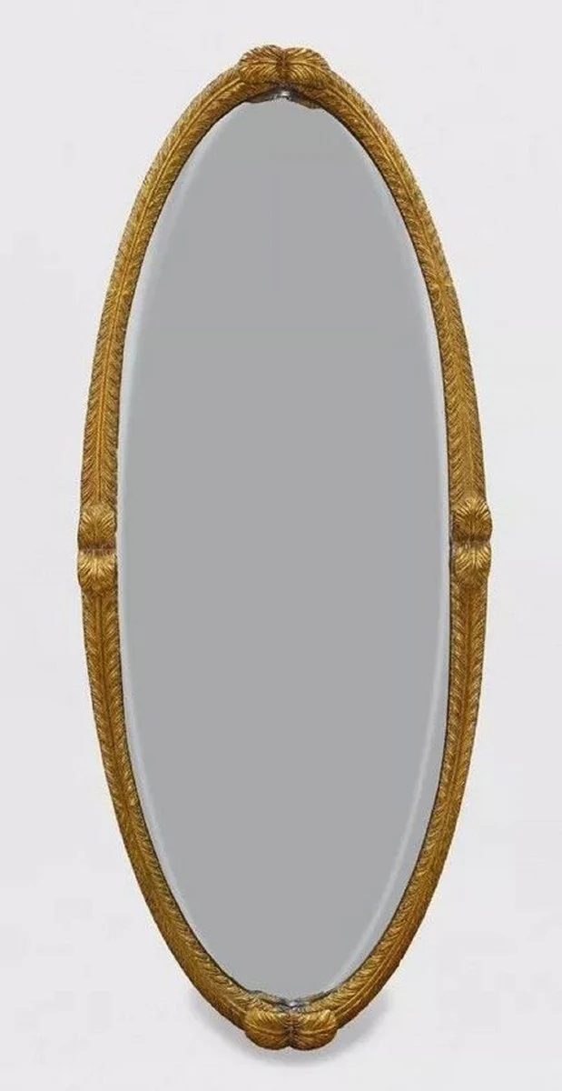 Luxury Baroque Standing Mirror Antique Gold / Dark Brown - Oval Baroque Style Bedroom Mirror - Luxury Bedroom Furniture in Baroque Style - Baroque Furniture - Noble & Magnificent