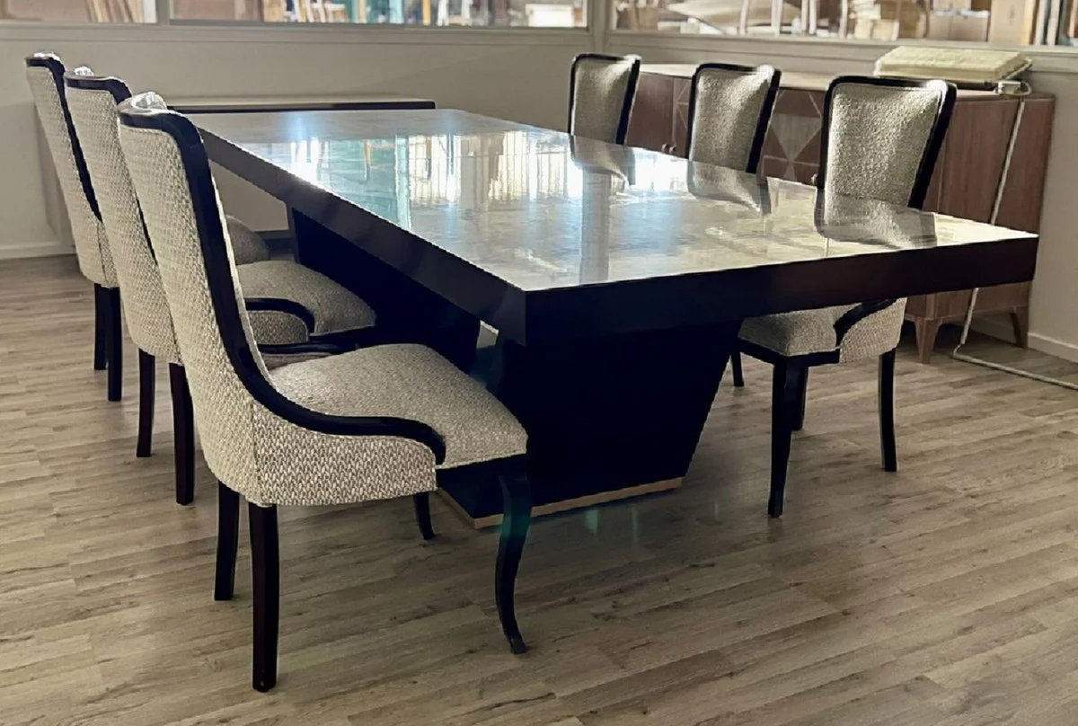 Luxury dining table brown / gold 300-400 x 110 x H. 78 cm - Extendable solid wood dining room table - Italian luxury dining room furniture - Luxury quality - Made in Italy