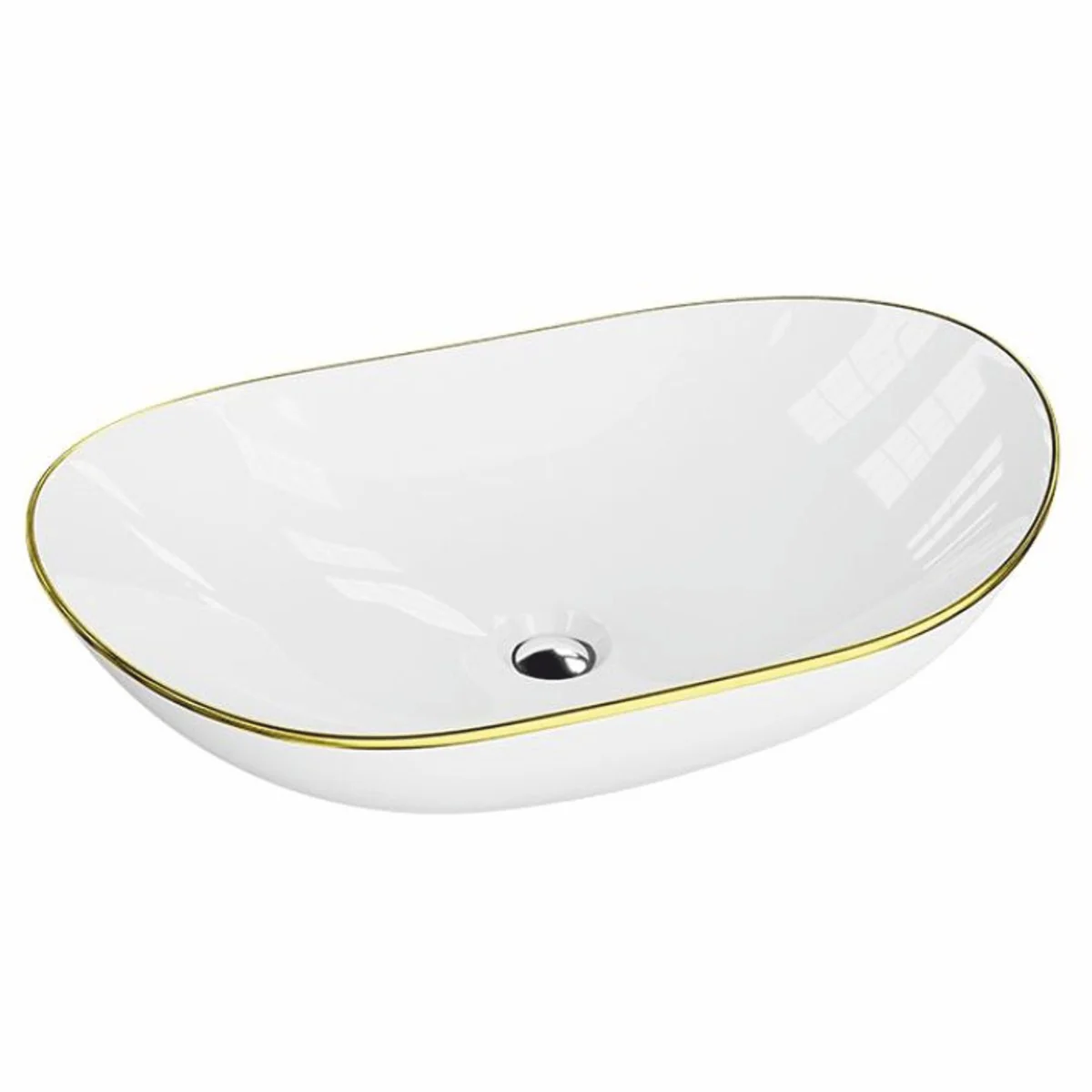 Luxury washbasin bowl white / gold 60 cm - bathroom accessories