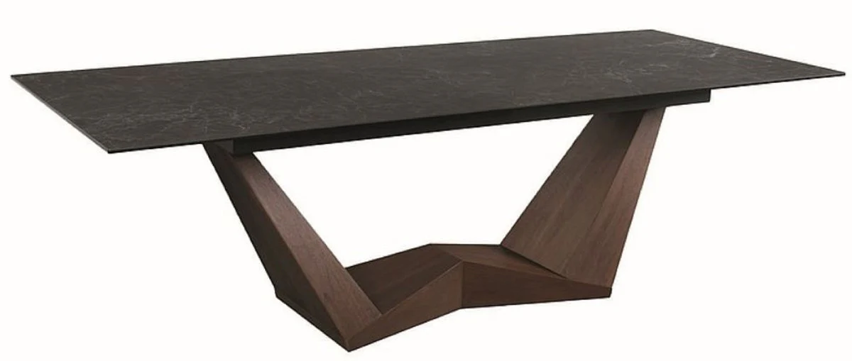 Designer dining table black / brown 200-250 x 98 x H. 76 cm - Extendable dining room table with glass ceramic table top - Dining room furniture - Kitchen furniture - Designer furniture