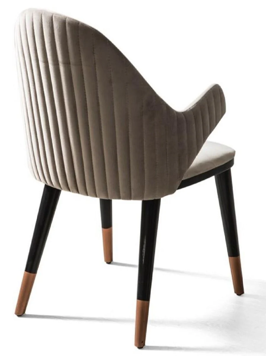 Luxury dining room chair set of 4 with armrests gray / black / copper 52 x 52 x H. 88 cm - Dining room furniture - Restaurant furniture - Dining room furnishings - Luxury furniture - Luxury furnishings