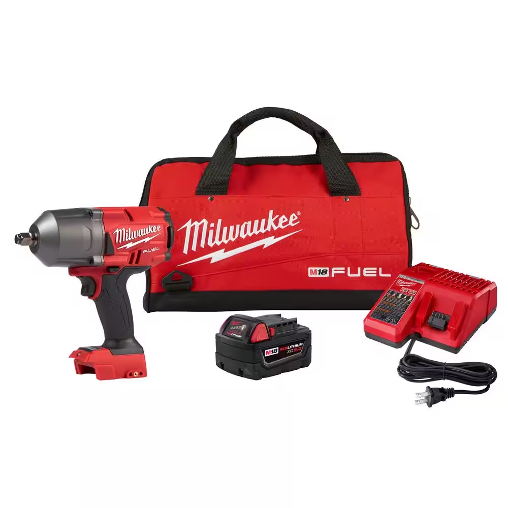 M18 FUEL 18V Lithium-Ionen Brushless Cordless 1/2 in. Impact Wrench w/Friction Ring Kit mit 5,0 Ah Batterie und Tasche