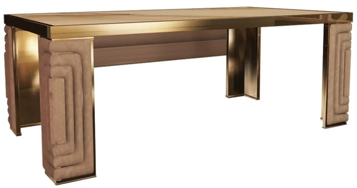 Luxury dining table gold / taupe / white 200 x 110 x H. 78 cm - Modern dining room table with Estremoz marble top - Hotel furniture - Luxury quality - Made in Italy