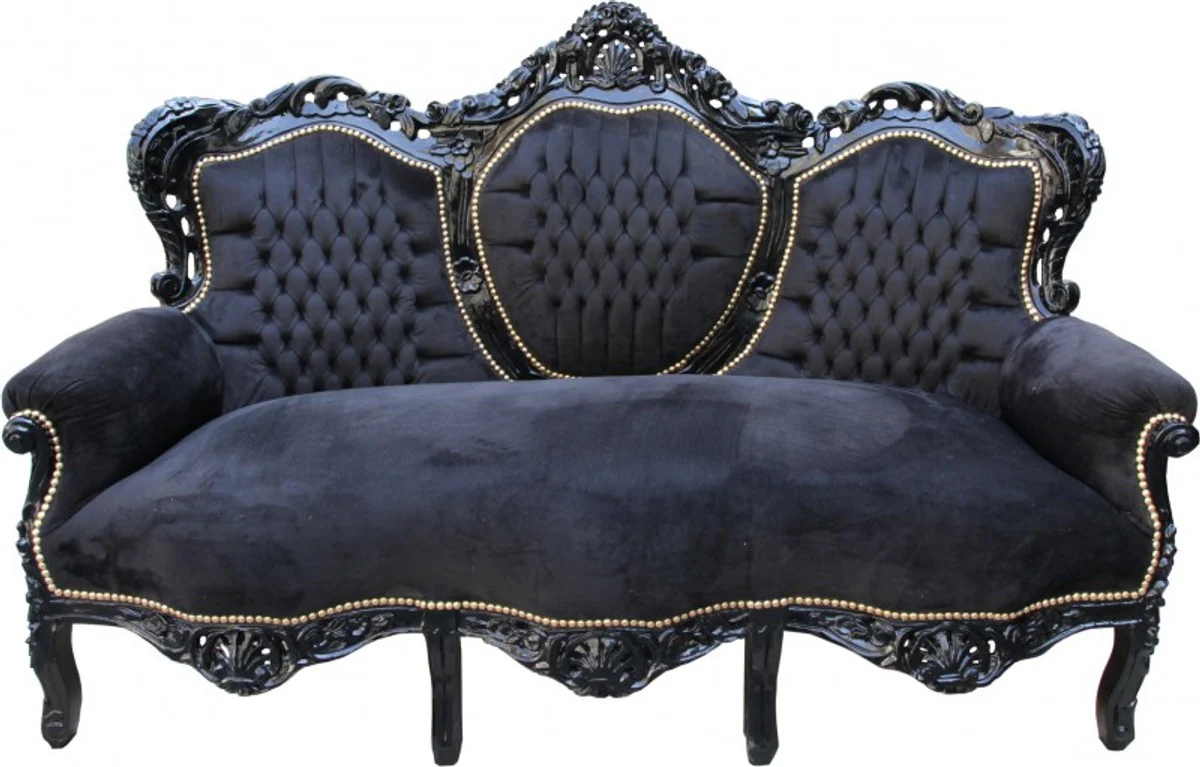 Baroque Sofa King Black / Black - Living Room Couch