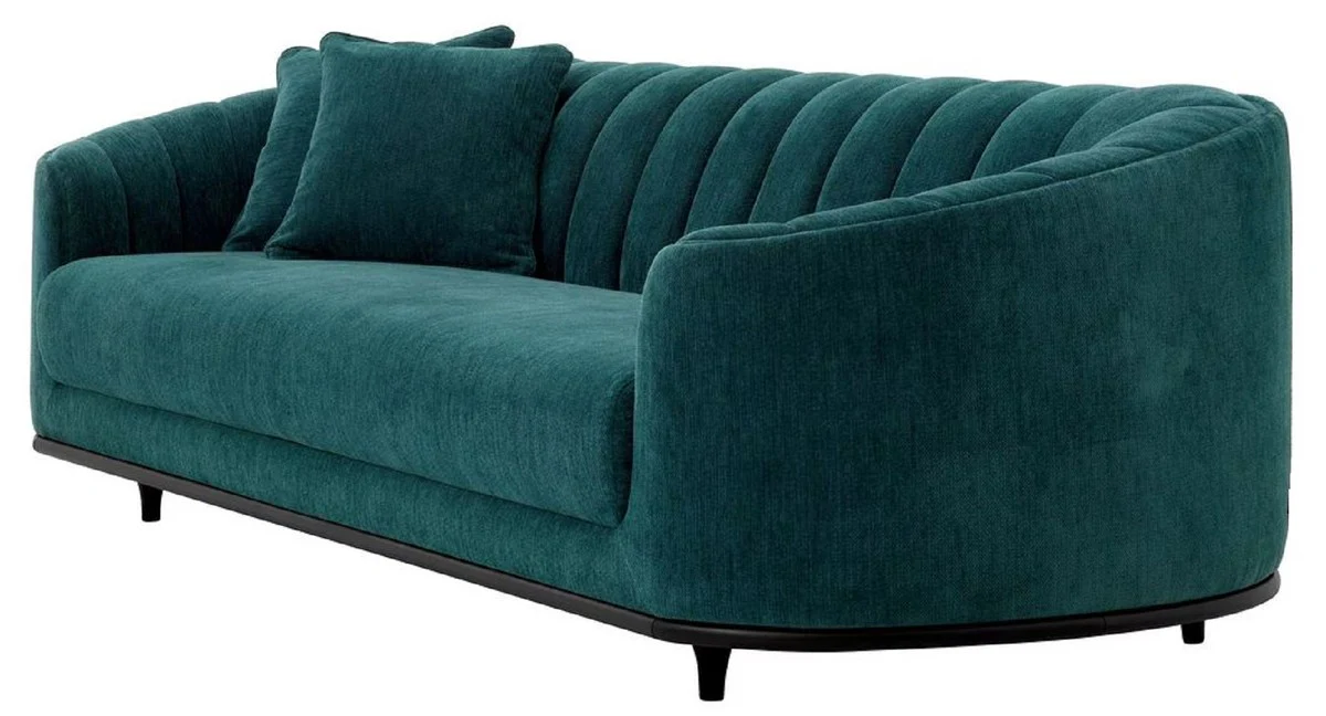 Luxury sofa green / black 240 x 96 x H. 74.5 cm - Living room sofa with 2 cushions - Living room furniture - Luxury furniture - Living room furnishings - Luxury furnishings - Luxury quality