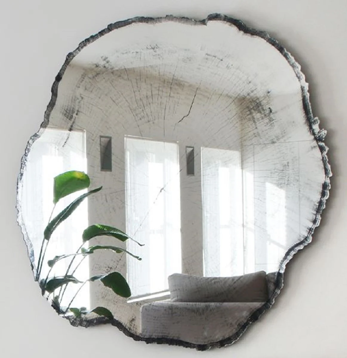 Luxury wall mirror in tree disc design white / black 101 x 2.5 x H. 98 cm - living room mirror - bedroom mirror - cloakroom mirror - luxury furniture - luxury interior