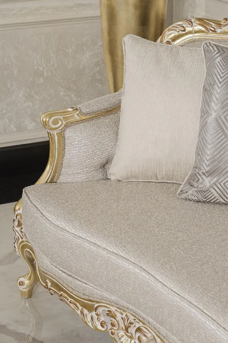 Luxury Baroque Living Room Sofa Gray / Gold 292 cm - Baroque Furniture