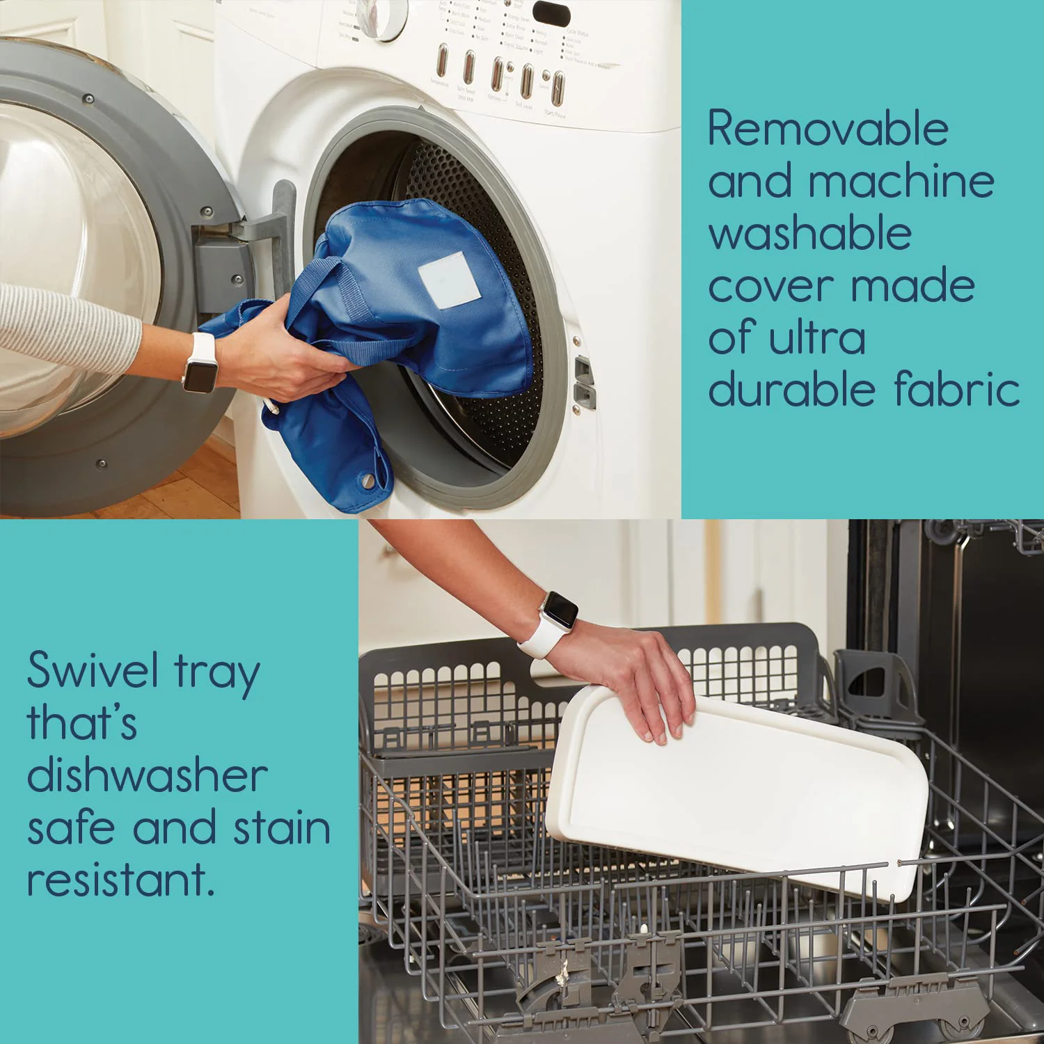 Reisesitzerhöhung mit Tablett für Baby | Zusammenklappbarer, tragbarer Babysitz für Esstisch, Camping, Strand, Omas | Kippfreie Designgurte für Küchenstühle – Sitzerhöhung