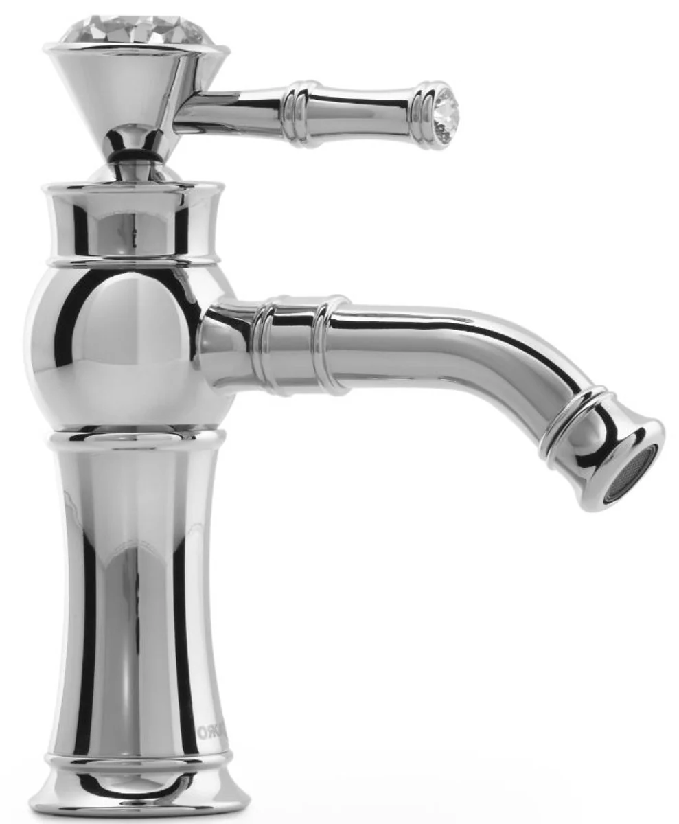 Luxury Art Nouveau single lever basin mixer with crystal glass H. 20.8 cm - Various colors - Neoclassical bathroom accessories - Luxury bathroom accessories