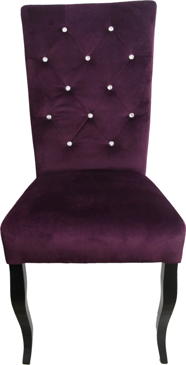 Neo Baroque Dining Room Chair Purple / Black with Bling Bling Rhinestones - Design Furniture