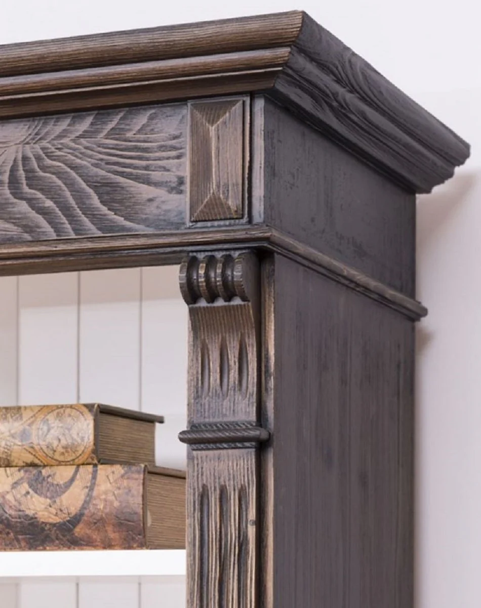 Country house style bookcase brown / white 120 x 37 x H. 197 cm - solid wood cabinet - shelf cabinet - living room cabinet - country house style furniture