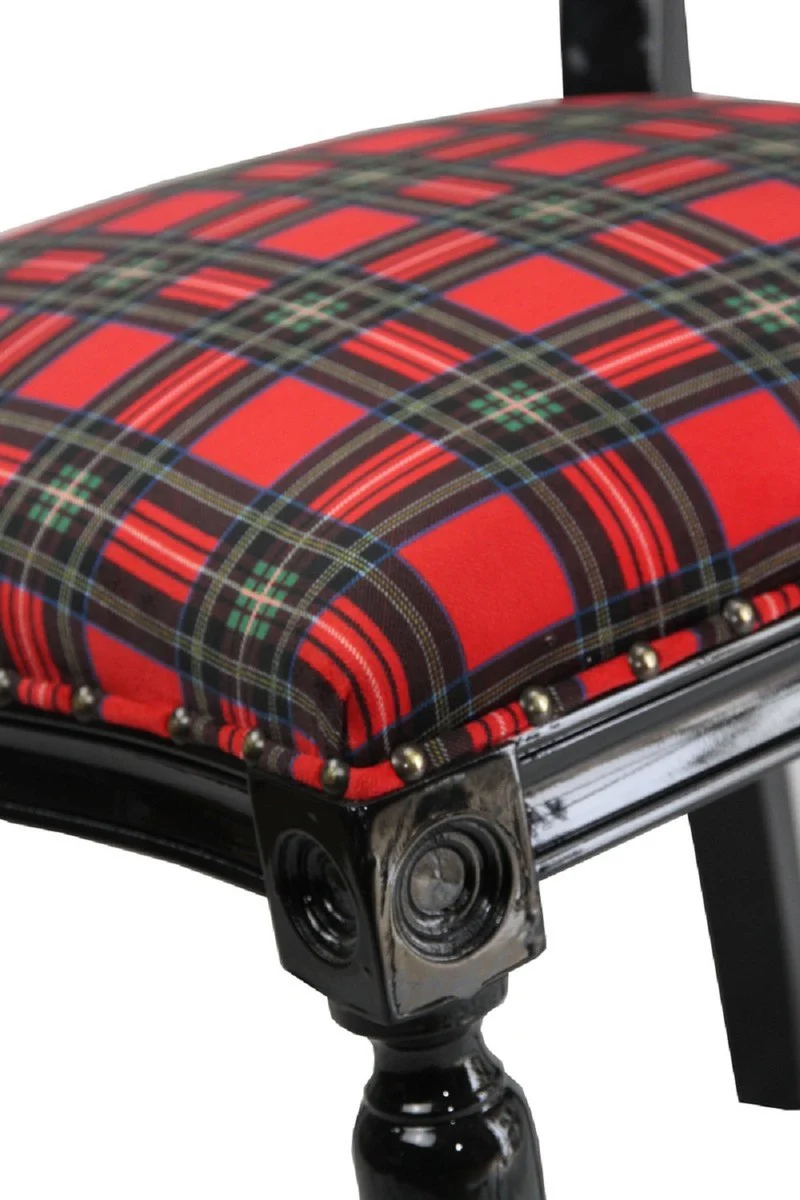 Luxury Baroque Dining Room Set Scotland Woman Multicolored / Black 48 x 50 x H. 98 cm - 6 handmade dining chairs - Baroque dining room furniture