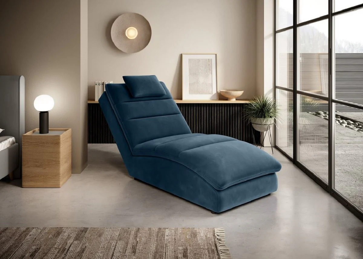 Luxury chaise longue with pillows blue 85 x 170 x H. 92 cm - living room lounger - lounger - lounger - living room furniture - luxury furniture