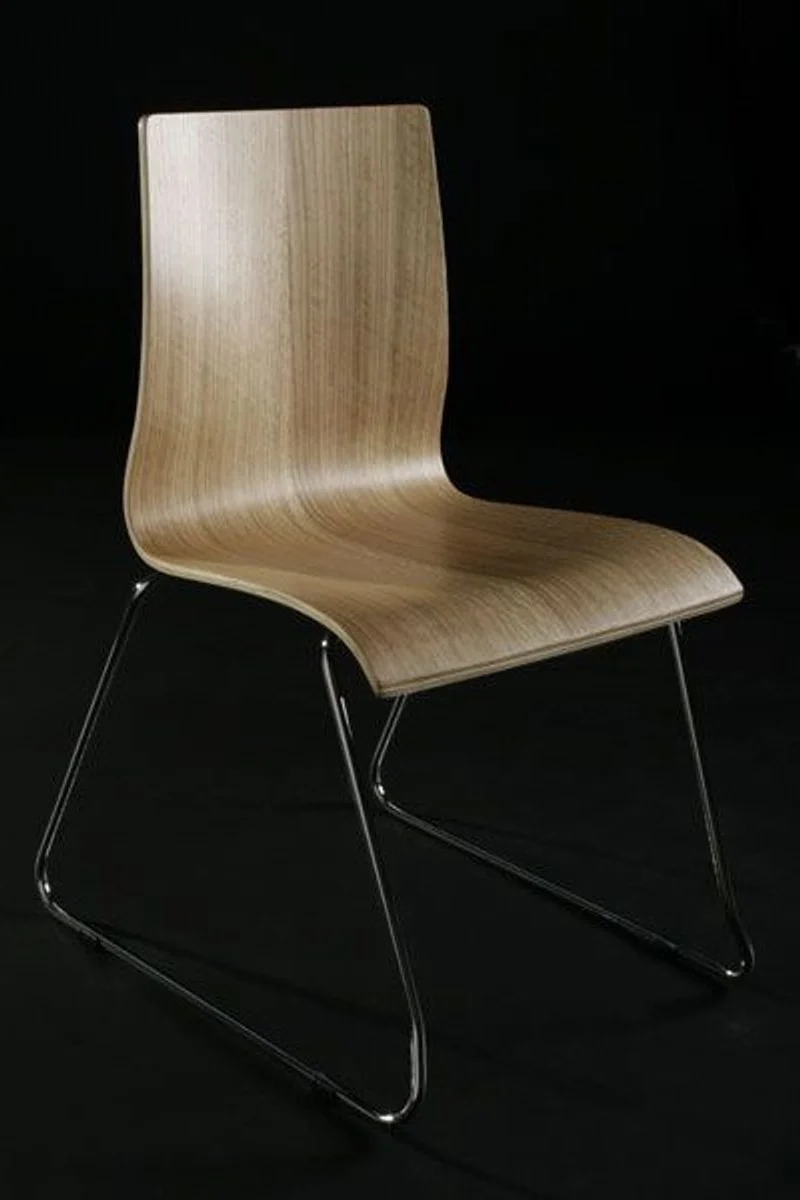 Designer chair natural colors / silver - Modern dining chair with natural wood look - Designer furniture
