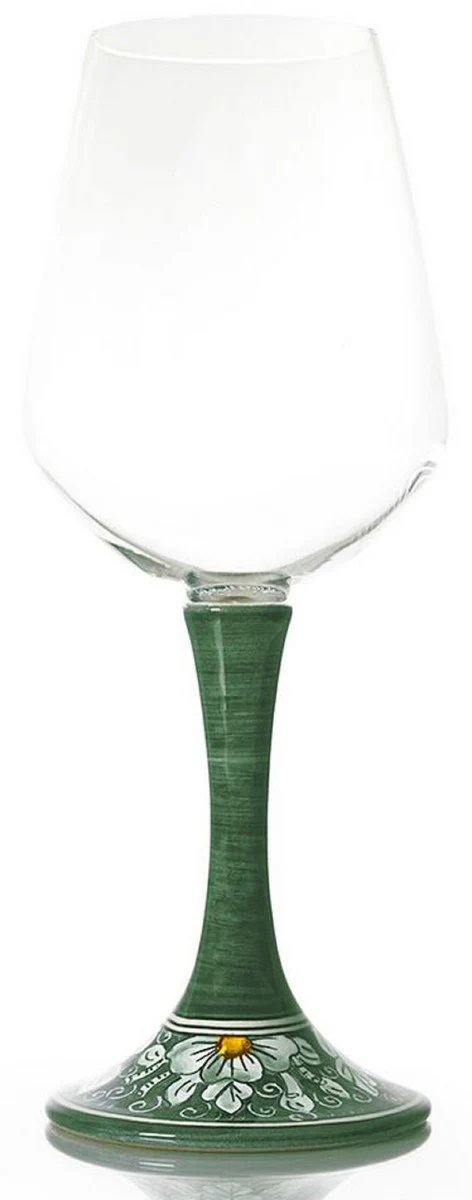 Luxury wine glass set of 6 green / multicolored H. 23.5 cm - Handmade & hand-painted wine glasses - Hotel & Restaurant Accessories - Luxury quality - Made in Italy