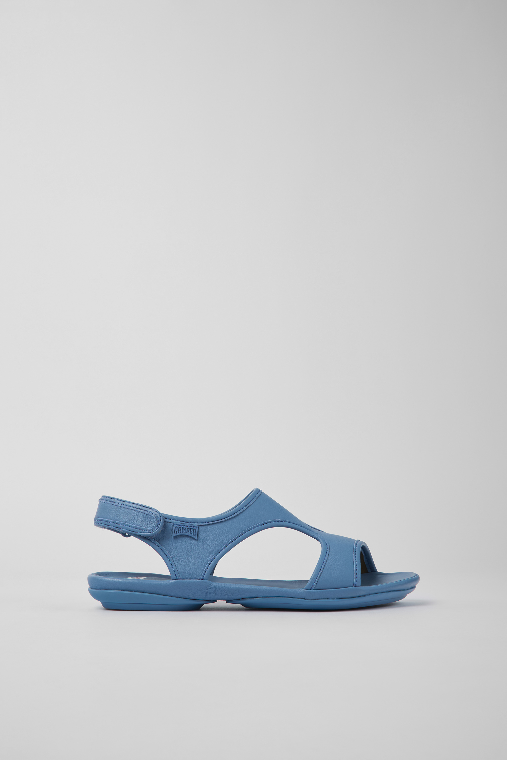 Rechts - Blaue Leder Sandalen für Damen