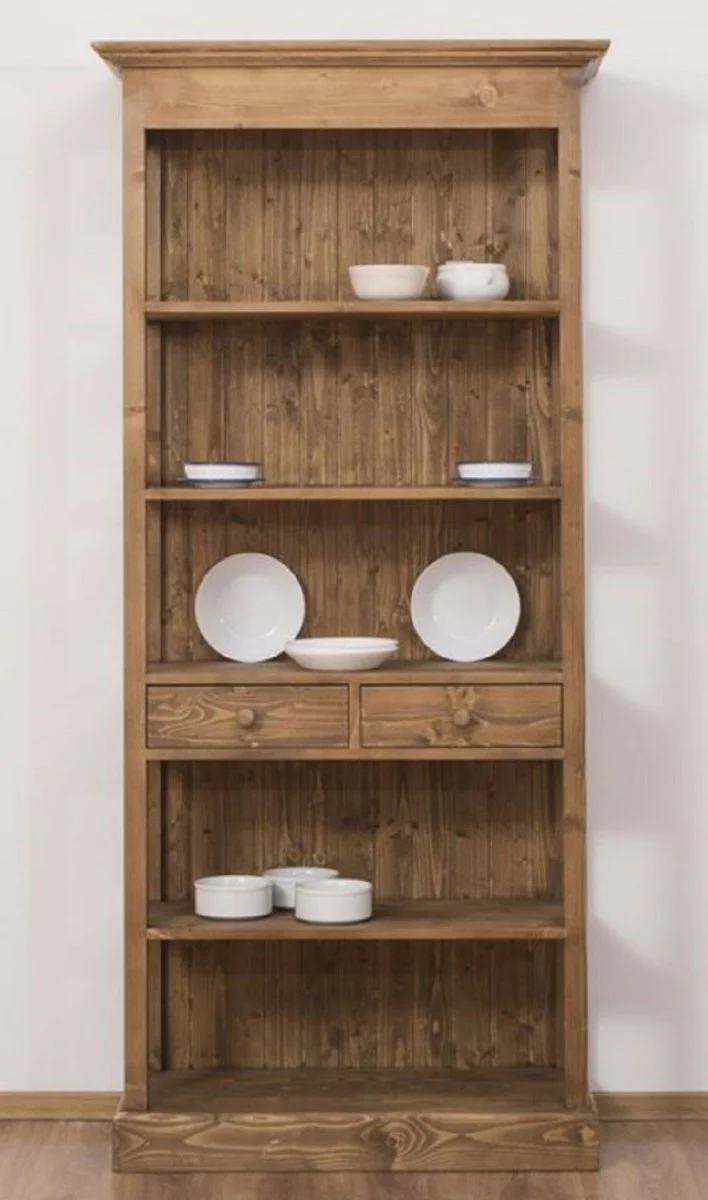 Country house style cupboard brown 91 x 39 x H. 197 cm - country house style solid wood dining room cupboard - country house style solid wood furniture