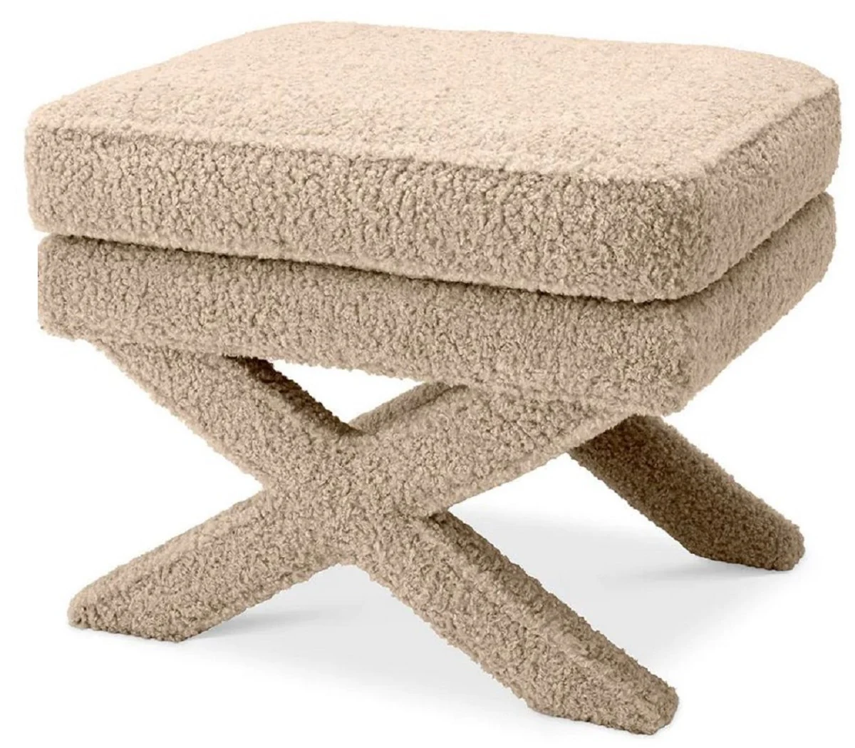 Luxury stool sand color - rectangular stool - cross stool - luxury furniture