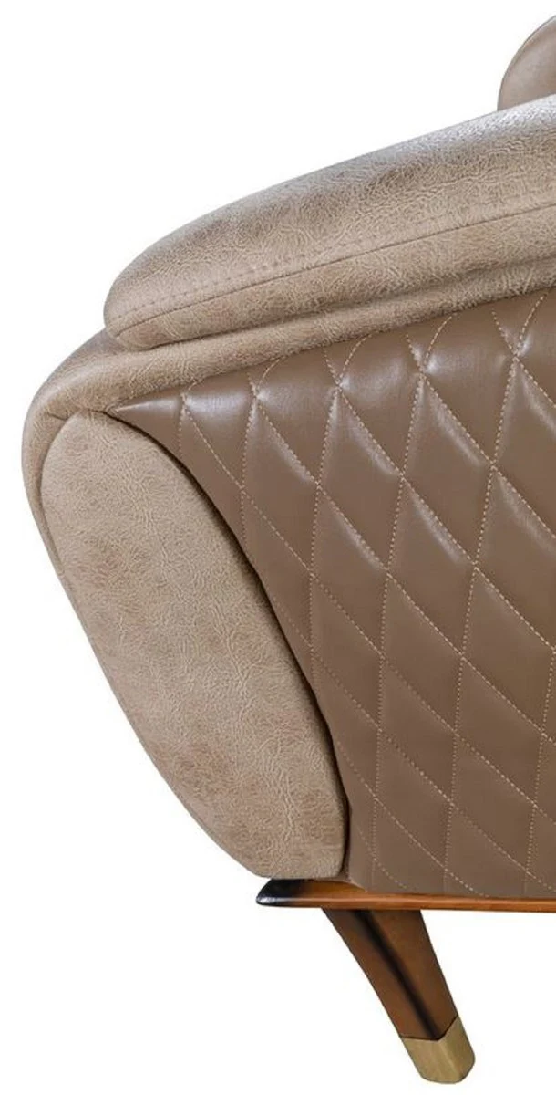Luxury Chesterfield armchair beige / brown / black / gold 75 x 88 x H. 95 cm - Modern living room armchair - Living room furniture
