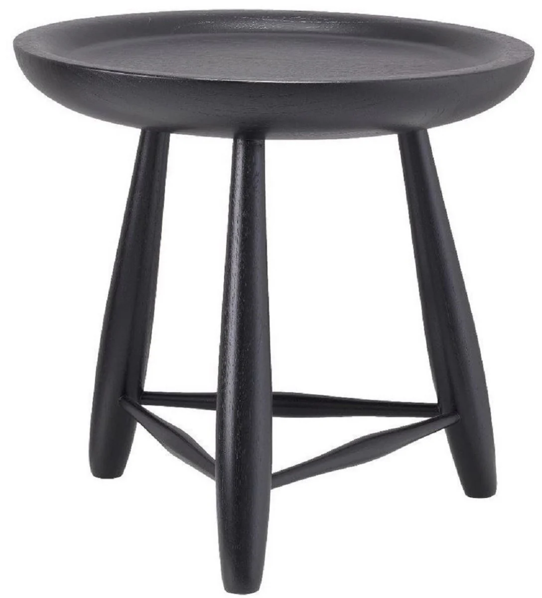 Luxury solid wood side table black Ø 38 x H. 37.5 cm - Round Mindi wood table - Luxury living room furniture