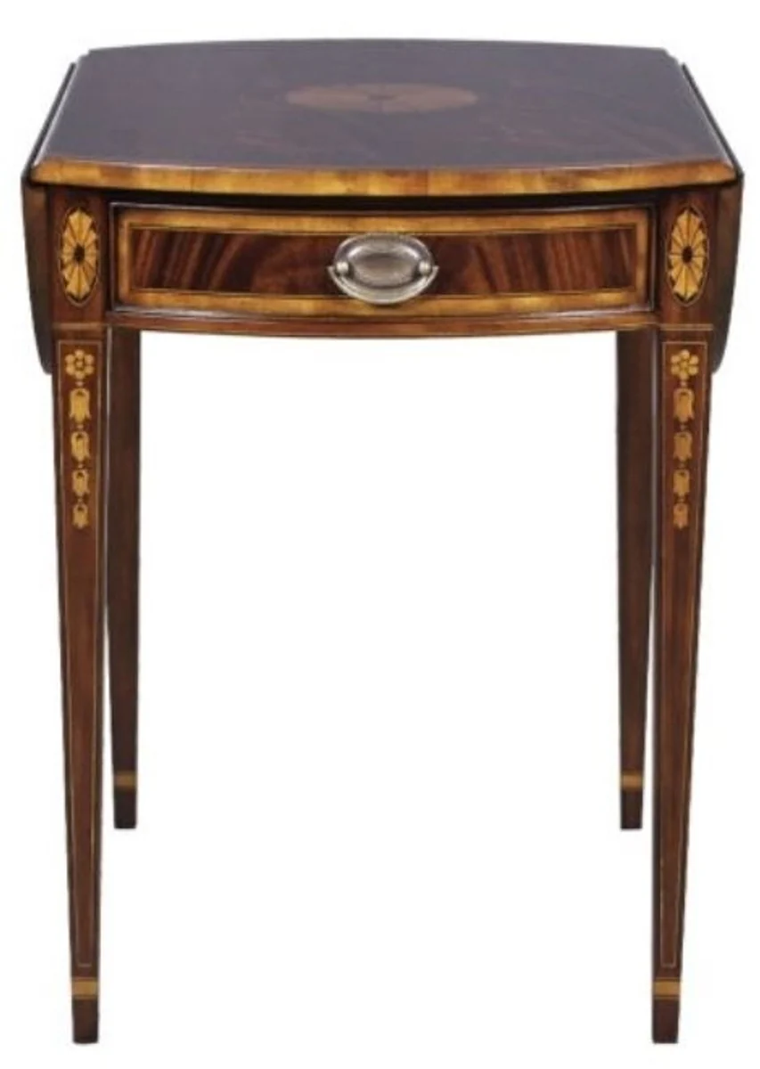Luxury mahogany side table with drawer brown 96 x 77 x H. 73 cm - living room furniture